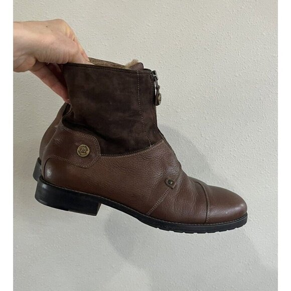 Cole Haan Shoes - Cole Haan Women's Boot 9.5 Top Zip Up Brown Leather Sherpa Sheepskin